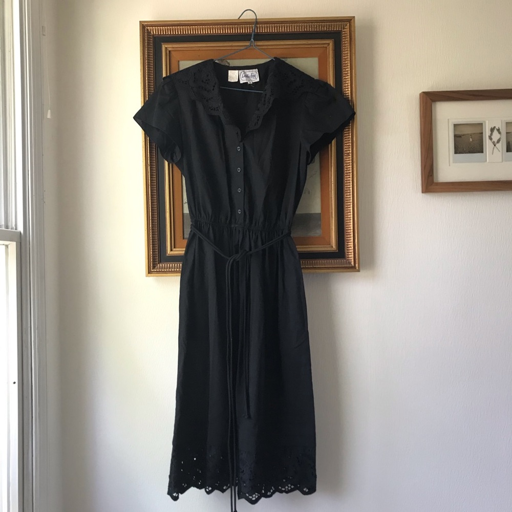 Vintage Like New Black Cotton Sundress